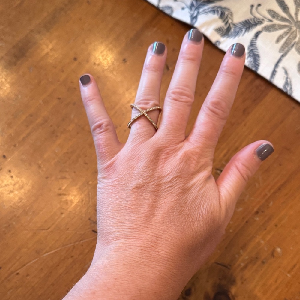 Henri Bendel Gold and Silver Crisscross Ring